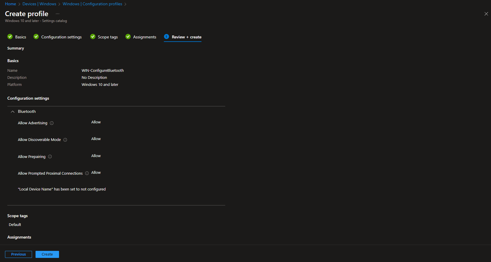 Configuring Bluetooth settings in Intune